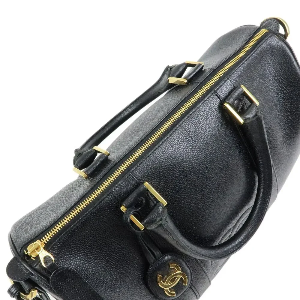 Chanel Coco Mark Caviar Leather Handbag Black
